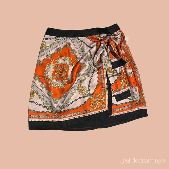 Scarf Print Wrap Skirt - Picture 2 of 10